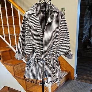 👚Talbots Black and White Gingham Belted Wrap Jacket